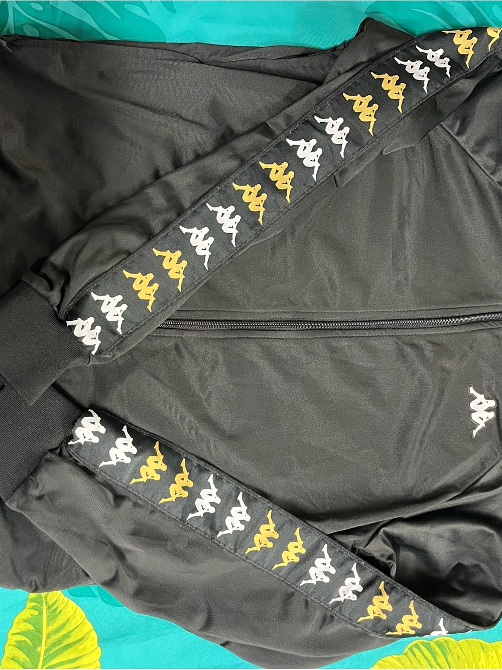 Kappa Black Track Jacket with White & Gold Logo Tape